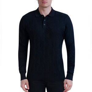 KARL LAGERFELD PARIS Men's Embossed Sweater Polo- Size XXL